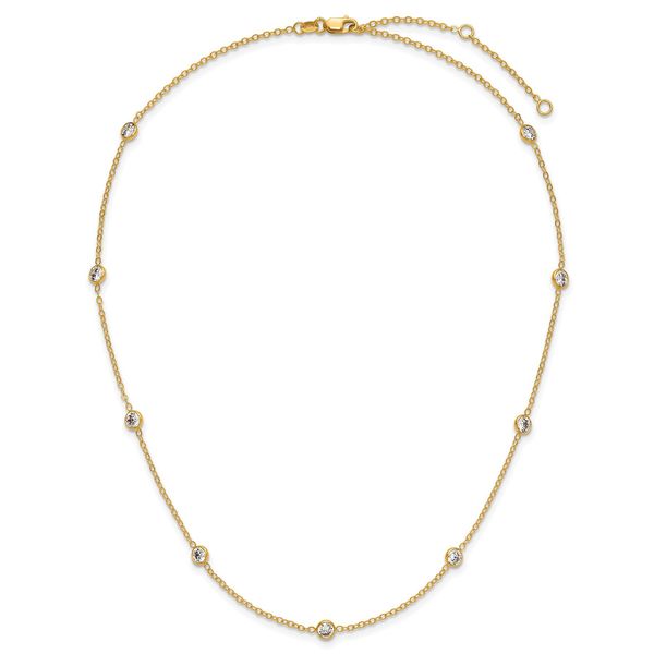 Yellow Gold Filled Station Necklace with Nine Bezel-Set Round Faceted CZ J. Schrecker Jewelry Hopkinsville, KY