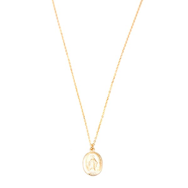Yellow Gold Filled Miraculous Virgin Mary Oval Medal Pendant Image 2 J. Schrecker Jewelry Hopkinsville, KY