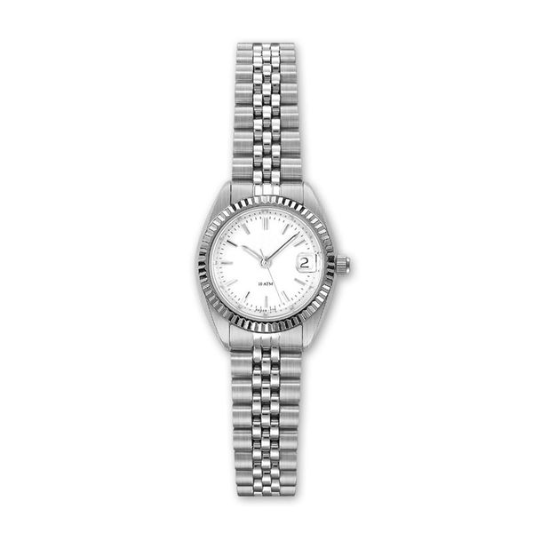 Lady's Stainless Steel Watch with White Dial Image 3 J. Schrecker Jewelry Hopkinsville, KY