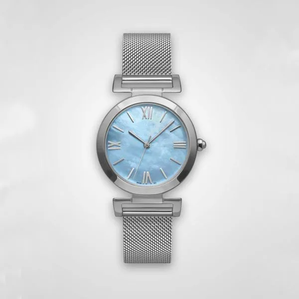Lady's Stainless Steel Watch with Light Blue Mother of Pearl Dial J. Schrecker Jewelry Hopkinsville, KY