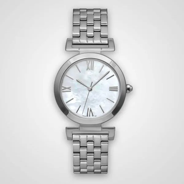 Lady's Stainless Steel Watch with Light Mother of Pearl Dial J. Schrecker Jewelry Hopkinsville, KY