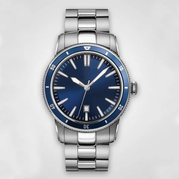 Man's Seapearl Stainless Steel Watch with Blue Dial and Rotating Sport Bezel J. Schrecker Jewelry Hopkinsville, KY