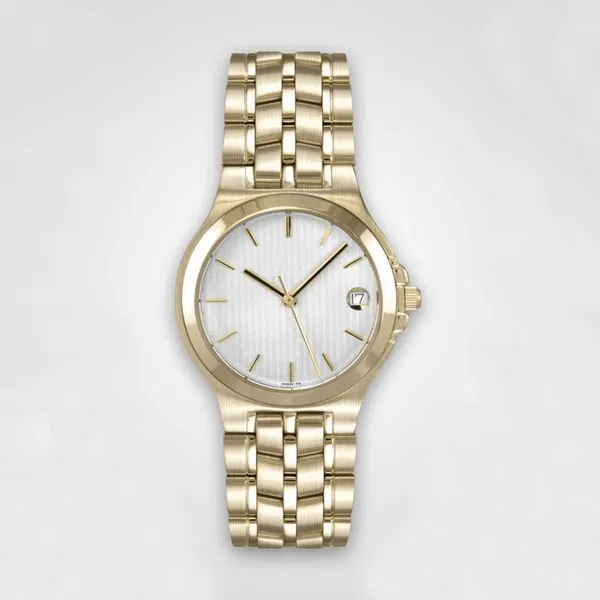Man's Yellow Stainless Steel Watch with Silver White Pinstripe Dial J. Schrecker Jewelry Hopkinsville, KY