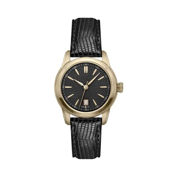 Reese 32 mm Goldtone Stainless Steel Watch with Textured Black Dial J. Schrecker Jewelry Hopkinsville, KY