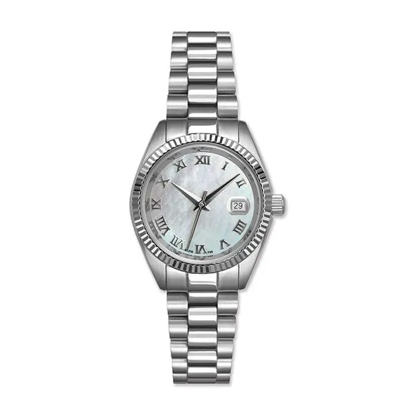 Leslie Stainless Steel Watch with Mother of Pearl Dial J. Schrecker Jewelry Hopkinsville, KY