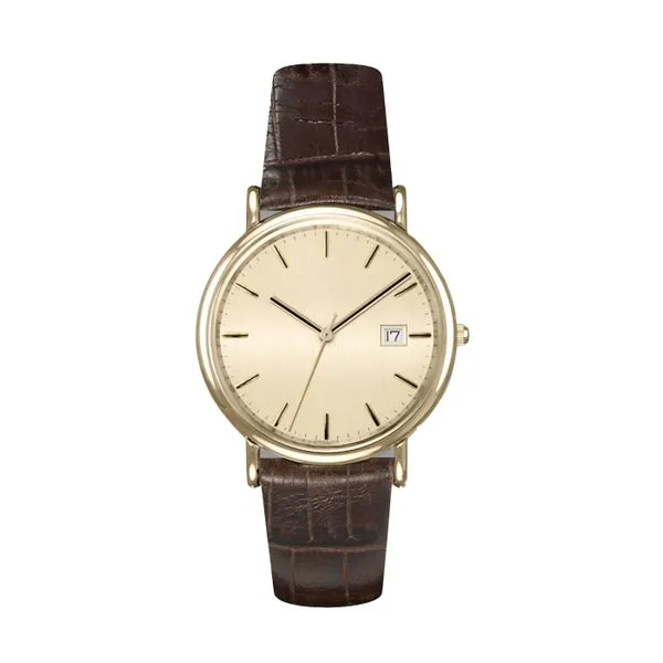 Morgan 35  mm Goldtone Stainless Steel Watch with Brown Band J. Schrecker Jewelry Hopkinsville, KY