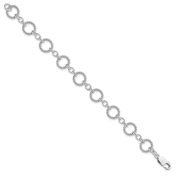 Sterling Silver Twist Circle Link Bracelet Image 2 J. Schrecker Jewelry Hopkinsville, KY