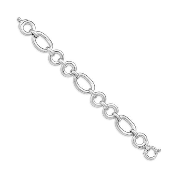Sterling Silver Oval & Round Fancy Link Bracelet Image 3 J. Schrecker Jewelry Hopkinsville, KY