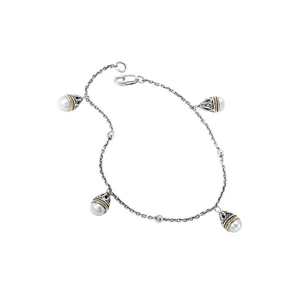 Eleganza Sterling Silver  and 18 Karat Yellow Gold Drop Freshwater Pearl Bracelet J. Schrecker Jewelry Hopkinsville, KY
