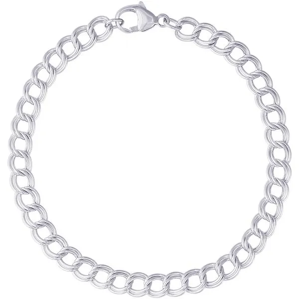 8 Inch Sterling Silver Petite Double Link Dapped Curb Classic Charm Bracelet J. Schrecker Jewelry Hopkinsville, KY