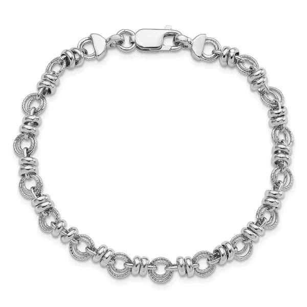 7.5 Inch Sterling Silver Polished and Textured Link Bracelet J. Schrecker Jewelry Hopkinsville, KY