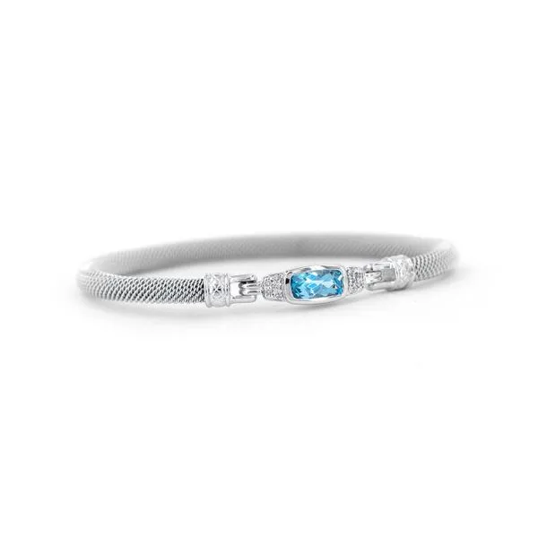 Blue Topaz Sterling Silver Milanese Mesh Classica Bangle Bracelet J. Schrecker Jewelry Hopkinsville, KY