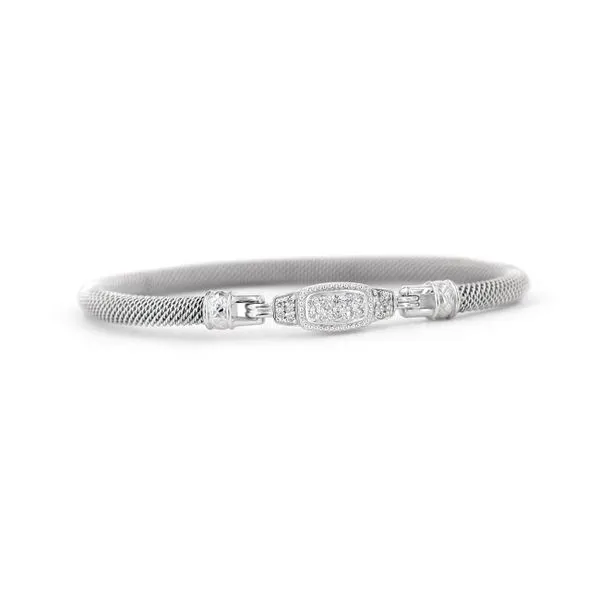 Lab Grown Diamond Sterling Silver Milanese Mesh Classica Bangle Bracelet J. Schrecker Jewelry Hopkinsville, KY