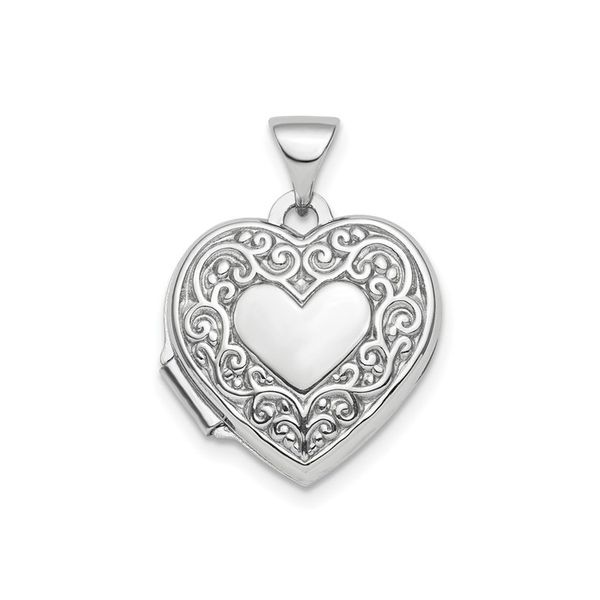 Sterling Silver Heart Locket with Scroll Border J. Schrecker Jewelry Hopkinsville, KY