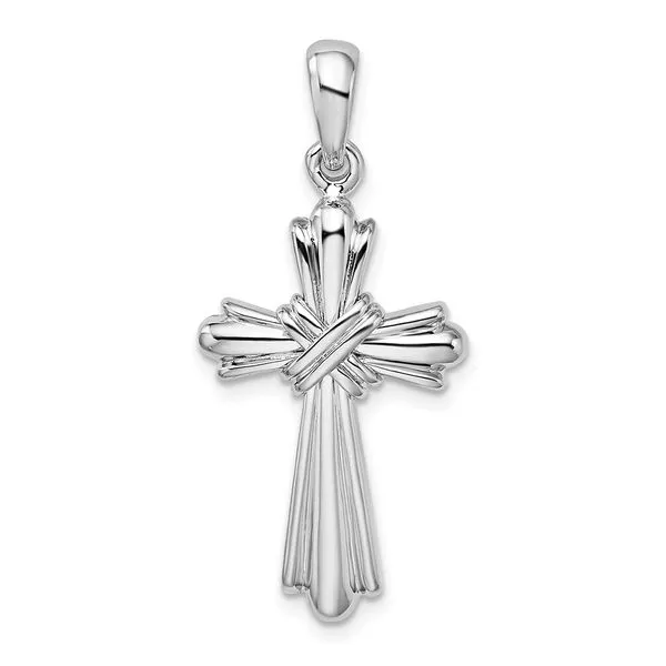 Sterling Silver Fluted Cross with Wrap Detail at Center J. Schrecker Jewelry Hopkinsville, KY