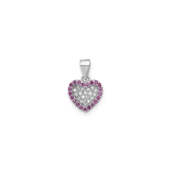 Sterling Silver Heart Pendant with Clear & Pink CZ J. Schrecker Jewelry Hopkinsville, KY