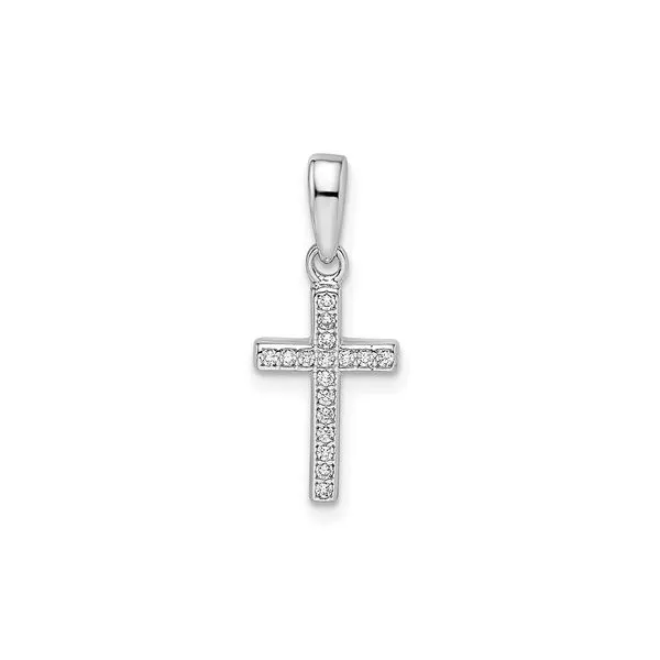 Sterling Silver Petite Cross Pendant Charm with Round CZ J. Schrecker Jewelry Hopkinsville, KY