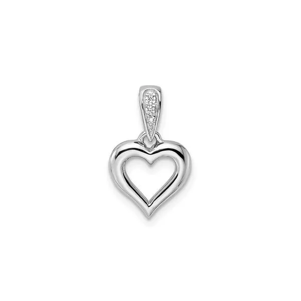 Sterling Silver Polished Heart Pendant with CZ Accents J. Schrecker Jewelry Hopkinsville, KY
