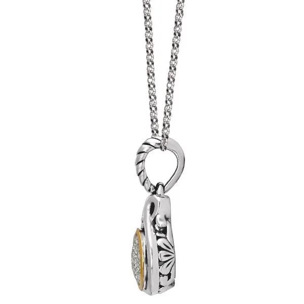 Eleganza Sterling Silver Pendant with 18 Karat Yellow Gold and Diamond Pave Accents Image 2 J. Schrecker Jewelry Hopkinsville, KY