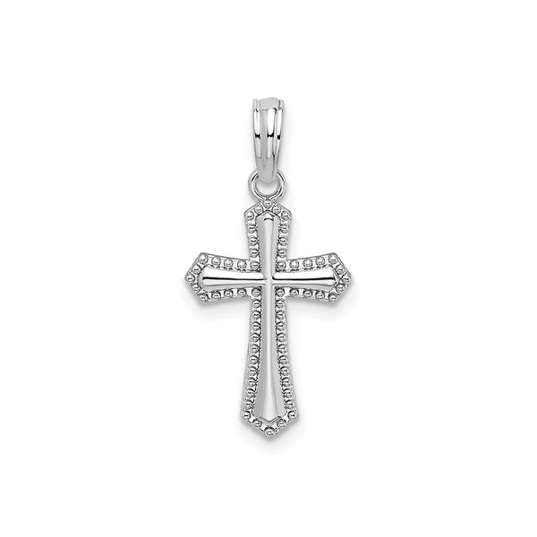 Sterling Silver Cross Pendant with Beaded Edge J. Schrecker Jewelry Hopkinsville, KY