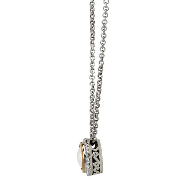 Eleganza Sterling Silver and Gold Mother of Pearl Pendant with Diamond Halo Image 2 J. Schrecker Jewelry Hopkinsville, KY