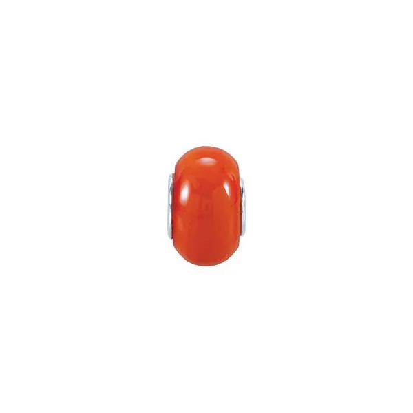 Sterling Silver Bead with Orange Art Glass J. Schrecker Jewelry Hopkinsville, KY