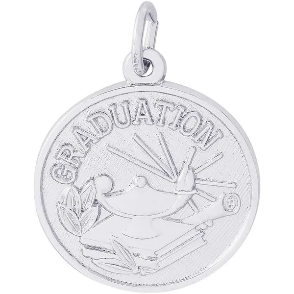 Sterling Silver Graduation Lamp of Learning Round Disc Charm J. Schrecker Jewelry Hopkinsville, KY