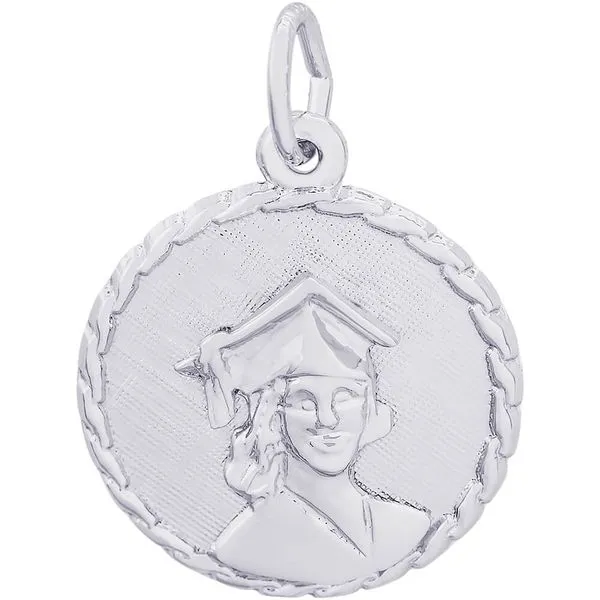 Sterling Silver Girl Graduate Disc Charm with Rope Edge J. Schrecker Jewelry Hopkinsville, KY