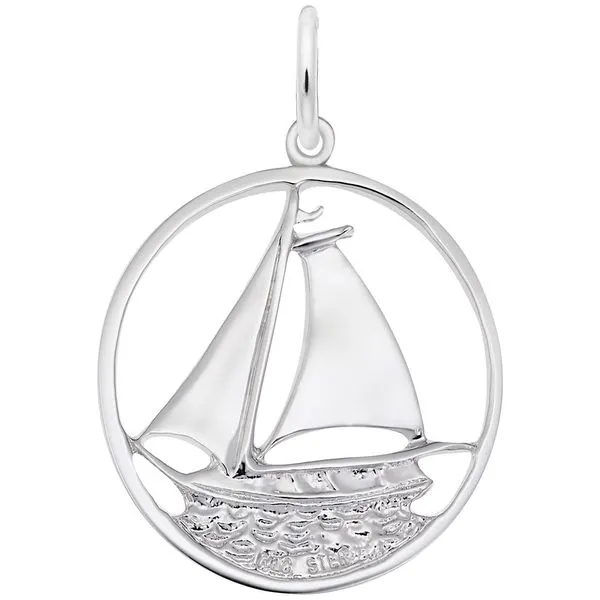 Sterling Silver Sailboat in Circle Charm J. Schrecker Jewelry Hopkinsville, KY