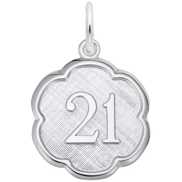 Sterling Silver 21 Charm with Scallop Edge J. Schrecker Jewelry Hopkinsville, KY