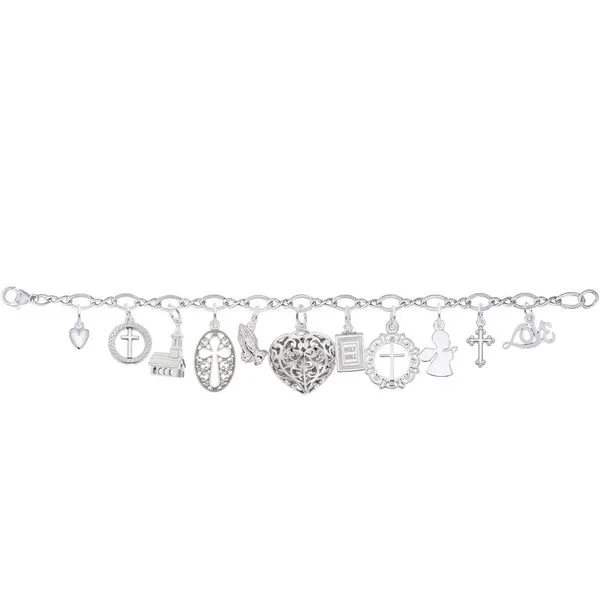 Sterling Silver Puffed Filigree Heart Charm Image 2 J. Schrecker Jewelry Hopkinsville, KY