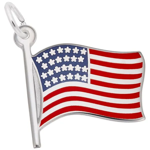 Sterling Silver American Flag Charm with Red and Blue Enamel Detail J. Schrecker Jewelry Hopkinsville, KY