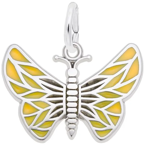 Sterling Silver Butterfly Charm with Yellow Enamel J. Schrecker Jewelry Hopkinsville, KY