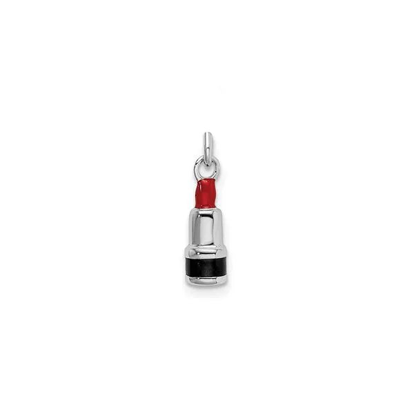 Sterling Silver 3-Dimensional Lipstick Charm with Black and Red Enamel J. Schrecker Jewelry Hopkinsville, KY