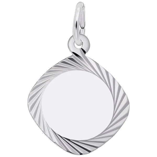 Engravable Sterling Silver Square Disc Charm with Diamond Cut Detail J. Schrecker Jewelry Hopkinsville, KY