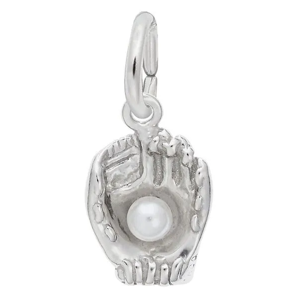 Sterling Silver Baseball Glove Charm with Faux White Pearl Ball J. Schrecker Jewelry Hopkinsville, KY