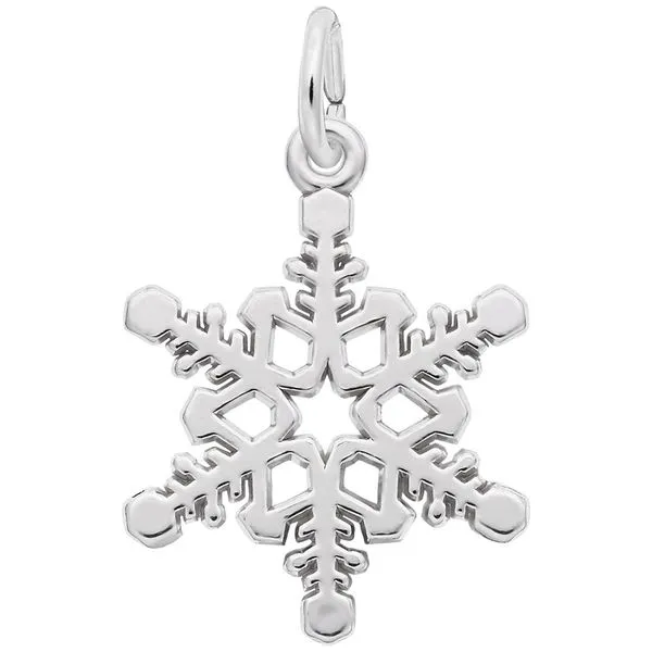 Sterling Silver Snowflake Charm in Polished Rhodium Plated Finish J. Schrecker Jewelry Hopkinsville, KY