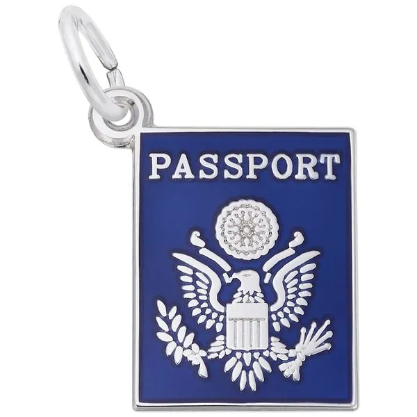 Sterling Silver American Passport Charm with Blue Enamel J. Schrecker Jewelry Hopkinsville, KY