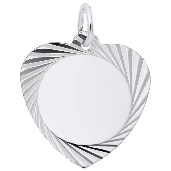 Engravable Sterling Silver Heart Disc Charm with Diamond Cut Detail J. Schrecker Jewelry Hopkinsville, KY