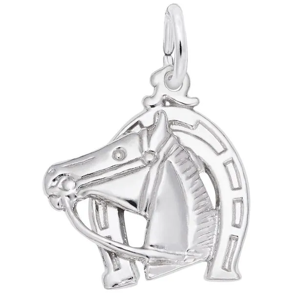 Sterling Silver Horse in Horseshoe Charm J. Schrecker Jewelry Hopkinsville, KY
