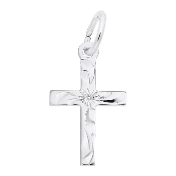 Rembrandt Charms Sterling Silver Cross Charm with Diamond Cut Detail J. Schrecker Jewelry Hopkinsville, KY