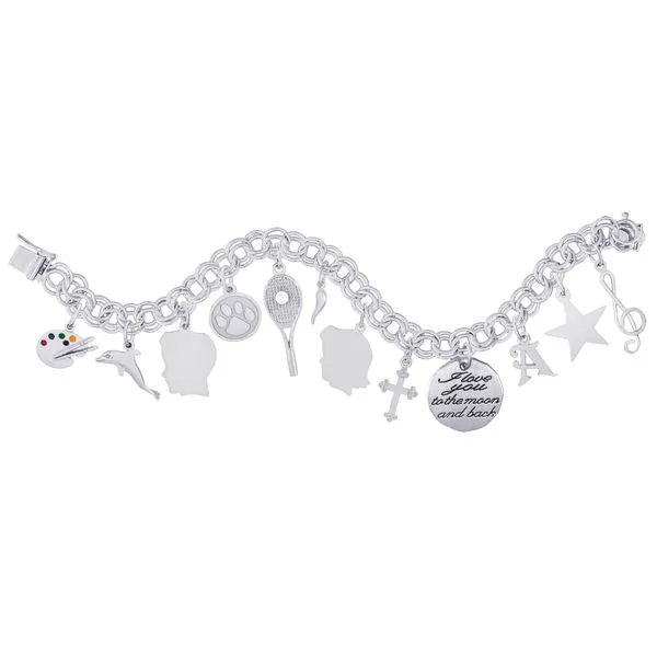 Engravable Small Sterling Silver Girl Head Charm Image 2 J. Schrecker Jewelry Hopkinsville, KY