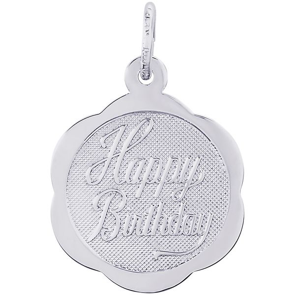 Sterling Silver Happy Birthday Charm with Fluted Edge J. Schrecker Jewelry Hopkinsville, KY