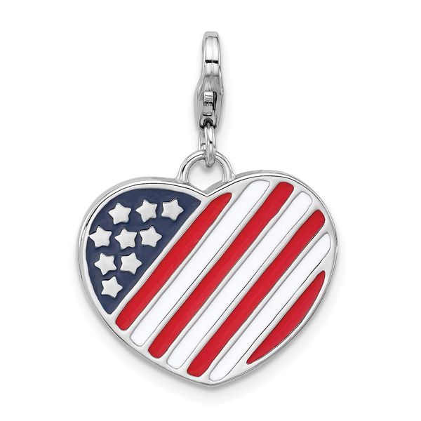 Sterling Silver Heart-Shaped Charm with Stars & Stripes J. Schrecker Jewelry Hopkinsville, KY
