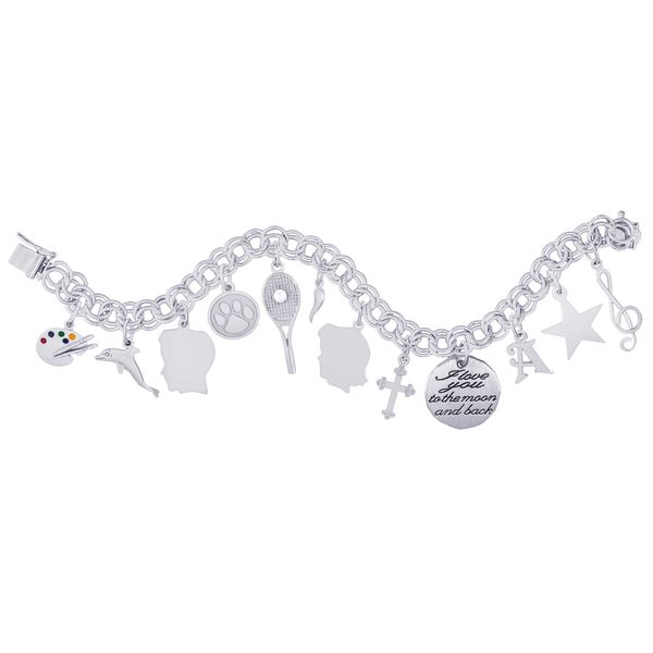 Engravable Small Sterling Silver Girl Head Charm Image 2 J. Schrecker Jewelry Hopkinsville, KY