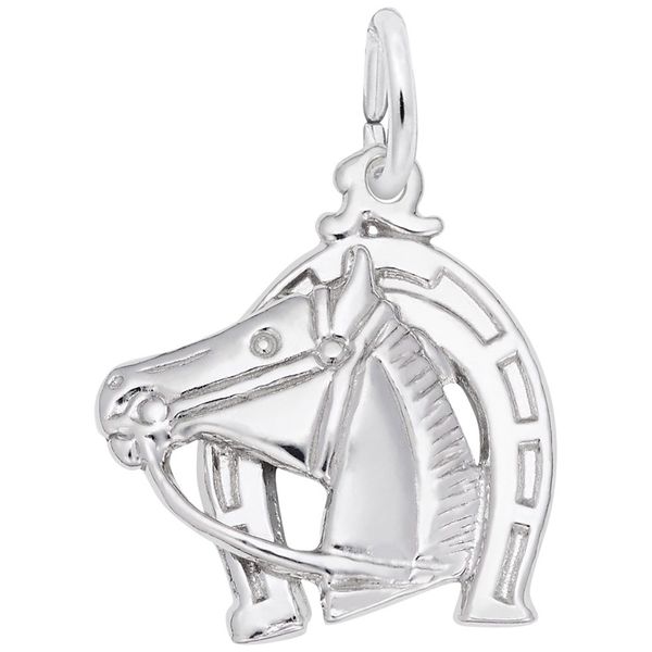 Sterling Silver Horse in Horseshoe Charm J. Schrecker Jewelry Hopkinsville, KY