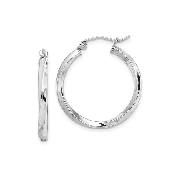 Sterling Silver 25 Millimeter Twist Tube Round Hoop Earrings J. Schrecker Jewelry Hopkinsville, KY