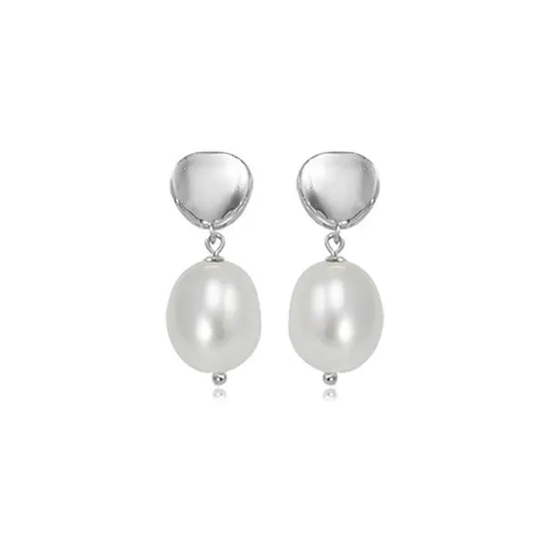 Freshwater White Pearl Drop on Sterling Silver Oval J. Schrecker Jewelry Hopkinsville, KY