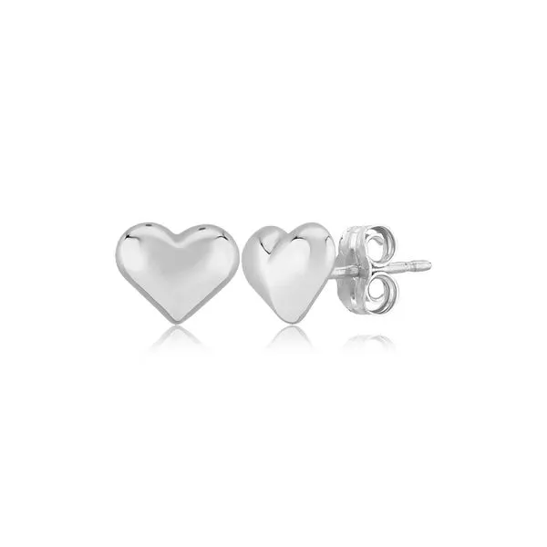 Sterling Silver Puffed Heart Stud Earrings J. Schrecker Jewelry Hopkinsville, KY