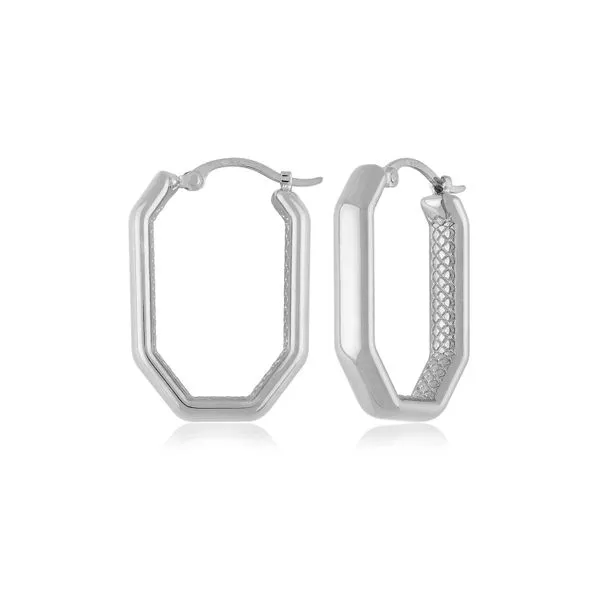 Sterling Silver Narrow Elongated Octagon Hoop Earrings J. Schrecker Jewelry Hopkinsville, KY